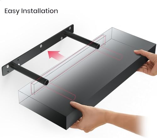 Ballucci Floating Shelves 2-Pack Black 16 Inch Wall Mount Set