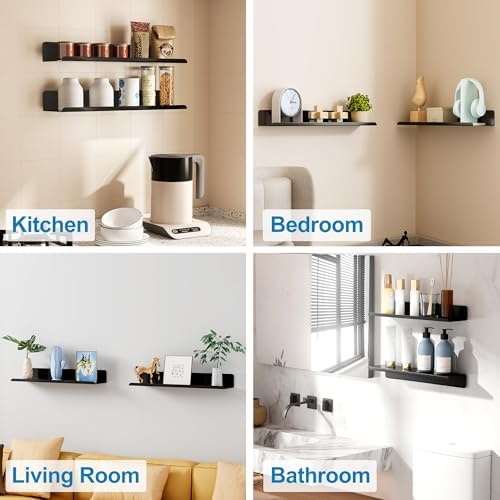 SAYAYO Black Floating Shelves 2pcs Wall Storage