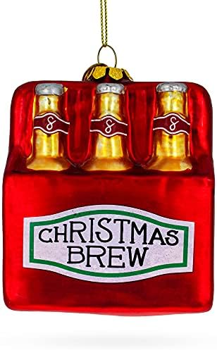Festive Christmas Beer Blown Glass Ornament