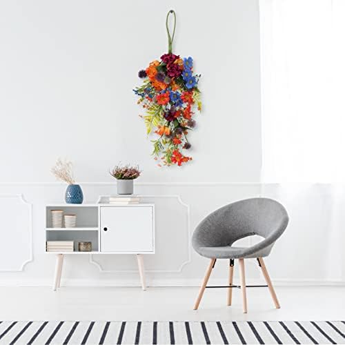 ZGOEK Artificial Floral Teardrop Wreath for Front Door