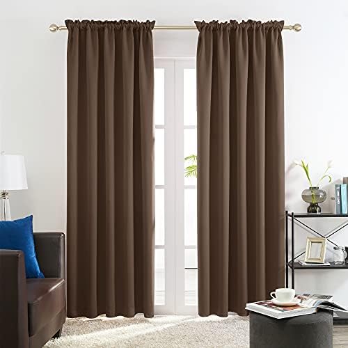 Deconovo Brown Blackout Curtains 2 Panels Set