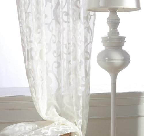 Modern Minimalist Spray Jacquard Curtains Panel 100x84 White