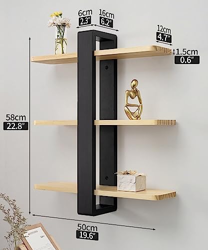SUMGAR 3 Tier Floating Shelves Wall Mount 20in Pine Wood
