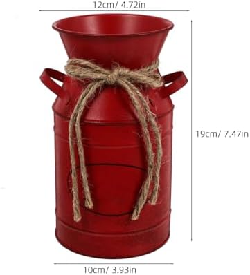 VOSAREA Red Galvanized Flower Bucket for Decor