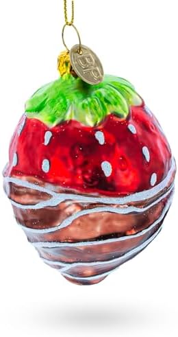 Chocolate Dipped Strawberry Glass Christmas Ornament