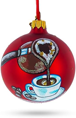 Coffee Lover Glass Ball Christmas Ornament 325 Inches