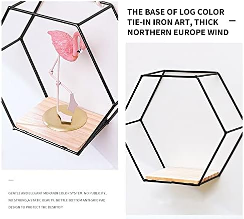 Black Wall Mounted Hexagonal Floating Shelves Set of 3