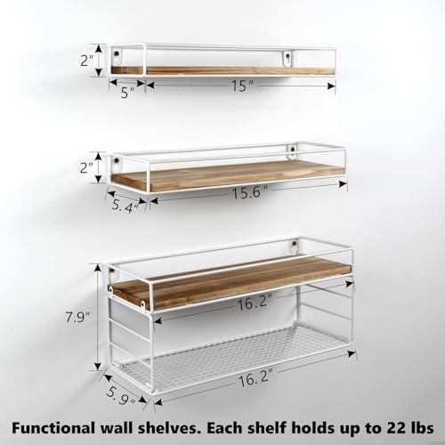 Oxendon Wall Mounted Bathroom Shelves Over Toilet Set of 3