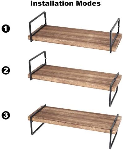 Floating Wall Shelves Set of 3 Rustic Wood Storage for Home