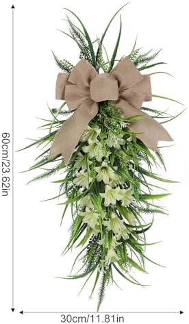 MSUIINT Artificial Lilies Teardrop Wreath Decor