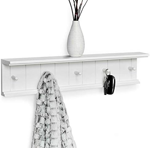 Greenco Entryway Floating Shelf with Hooks - 24 White