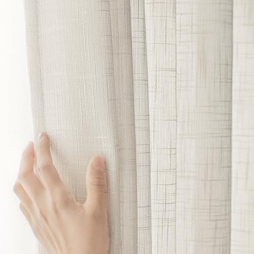 FMFUNCTEX 100 Linen Curtain Panel for Bedroom and Living Room Divider
