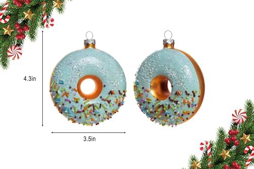 2pcs Glass Donut Christmas Ornaments for Tree