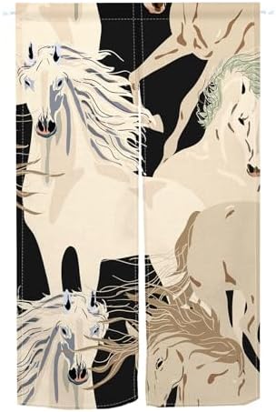 Japanese Noren Door Curtain with Horses Pattern