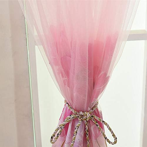 Tulle Voile Curtain with Floral Pattern for Bedroom and Living Room