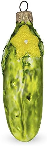 Cucumber with Vine Glass Christmas Ornament 1