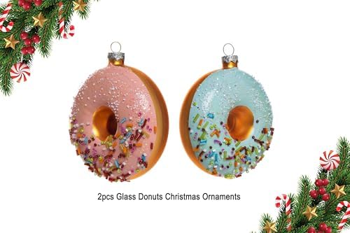 2pcs Glass Donut Christmas Ornaments for Tree