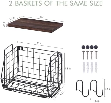 LIGHT DUST Wall Storage Hanging Baskets 2 Pack