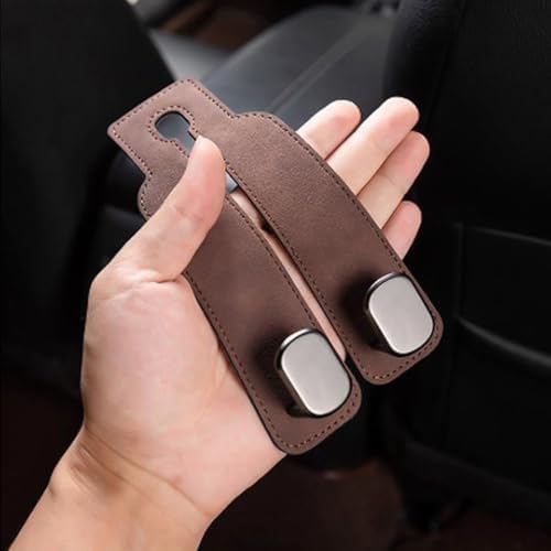 Twinhook Leather Car Headrest Hangers Brown 2pcs