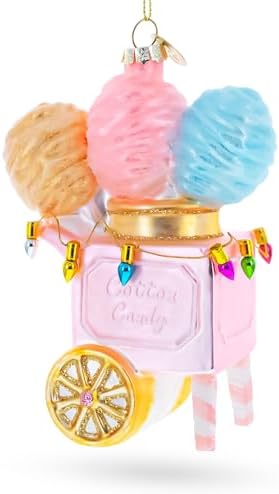 Cotton Candy Cart Blown Glass Christmas Ornament 1