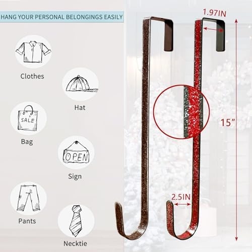 2 Pack Metal Wreath Hangers Brown Red