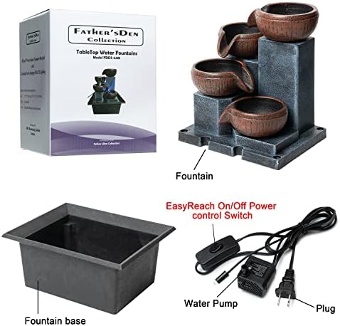 Fathers Den Tabletop Water Fountain with LED Lights and Calming Sounds
