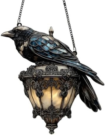 Gothic Raven on Lantern Sun Catcher Decor