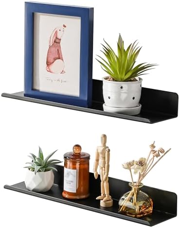 SAYAYO Black Floating Shelves 2pcs Wall Storage
