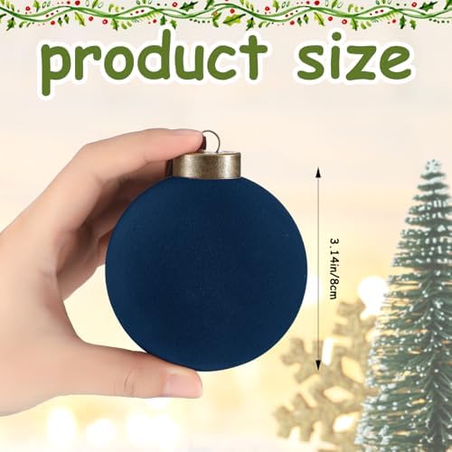 Liliful 15 Pcs Velvet Christmas Balls Bulk Navy Blue 315 Inch Hanging Ornaments