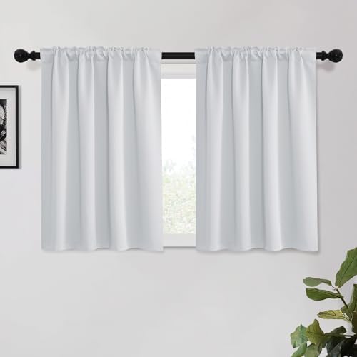 KGORGE 45 Inch Curtains 2 Panels Greyish White