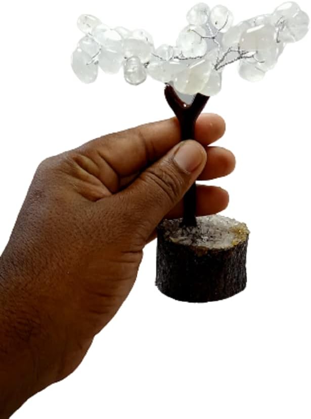 Clear Crystal Handmade Fountain Stone Tree with 30 Tumbled Beads