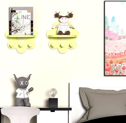 Wooden Floating Shelf with Hooks for Wall Decor