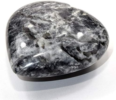 Black Moonstone Puffy Heart with Acrylic Stand