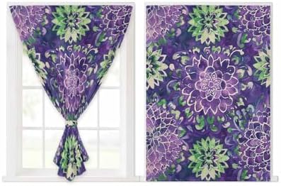 Purple Floral Self Adhesive Portable Curtains for Windows