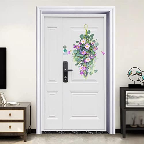 Firlar 197 Inch Artificial Daisy Wreath with Lavender and Eucalyptus