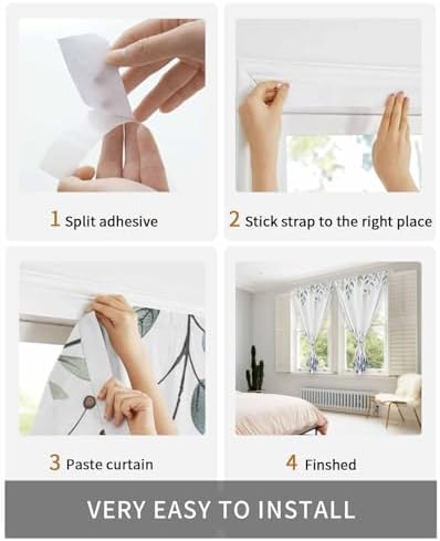 Yomandocix Eucalyptus Self Adhesive Curtains 52x84 Inches