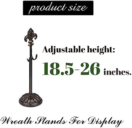 Adjustable Wreath Stand - Wrought Iron with Fleur De Lis Design