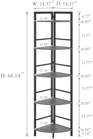 BON AUGURE 5 Tier Corner Bookshelf Stand
