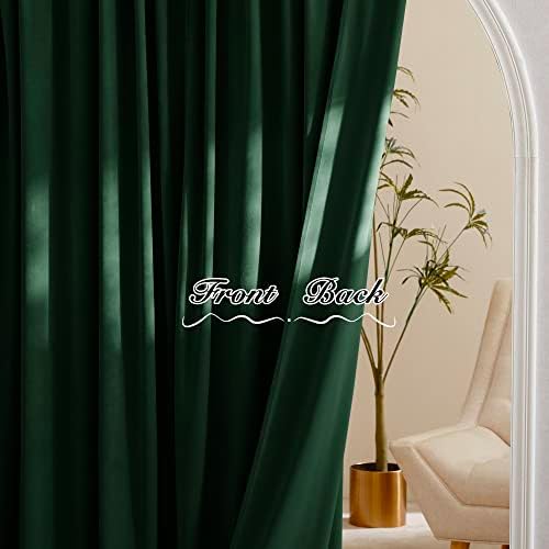 PONY DANCE Velvet Curtains 2 Panels 108 Inch Blackout Hunter Green