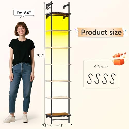 REIBII 7 Tier Floating Shelves with LED Light