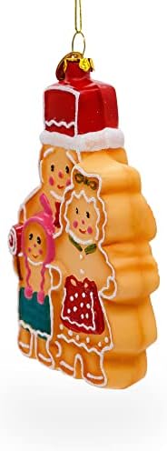 Charming Gingerbread Family Blown Glass Christmas Ornament 1