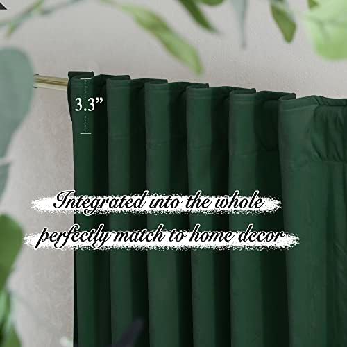 PONY DANCE Velvet Curtains 2 Panels 108 Inch Blackout Hunter Green