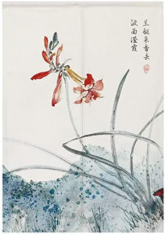 BAIHT HOME Noren Curtain Lotus Design 33 x 59 Inch