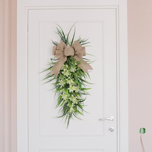 MSUIINT Artificial Lilies Teardrop Wreath Decor