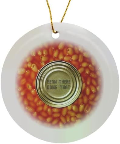 Circle Porcelain Ornament with Baked Beans Eyes Design