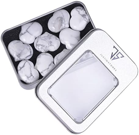 Justinstones Natural Howlite Heart Crystal Stones Pack of 10