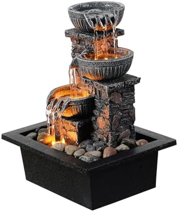 Kalona Tabletop Fountain with LED Light and Waterfall Sound