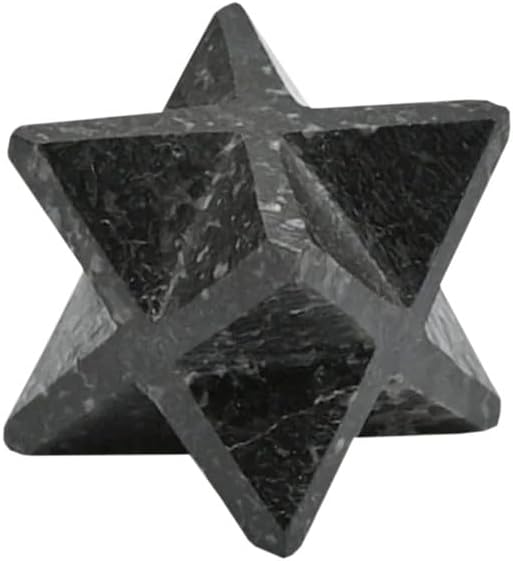Natural Stone Black Nuummite Merkaba Stone with Velvet Pouch