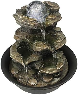 BBabe Spinning Orb Rock Cascade Tabletop Fountain with LED Light