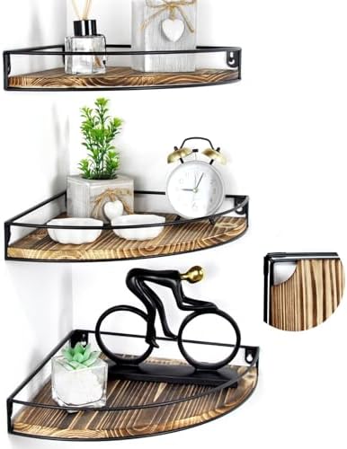 Dark Brown Corner Floating Shelves Set of 3